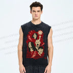 Unisex Red Hot Chili Pepper Graffiti Printed Washed Tank Top