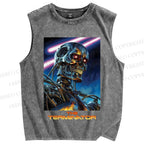 Unisex Terminator Poster Printed Washed Tank Top