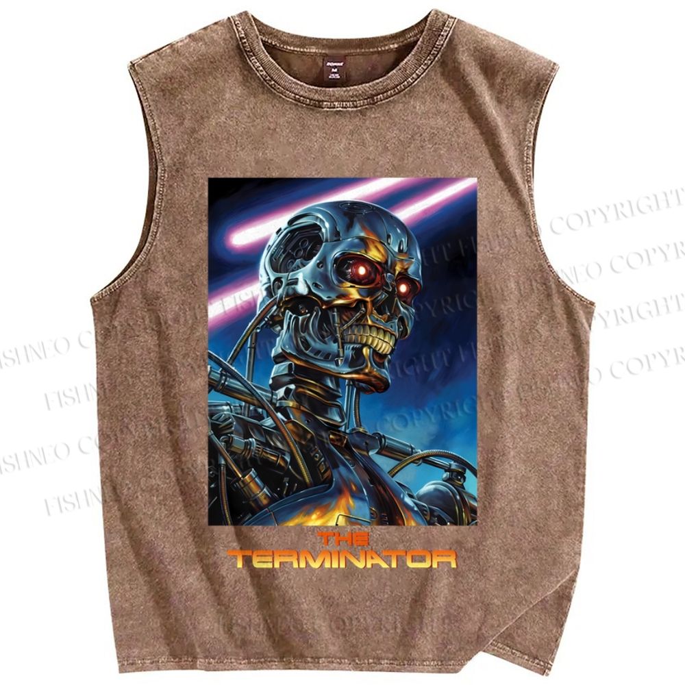 Unisex Terminator Poster Printed Washed Tank Top