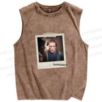 Unisex Terminator Polaroid Printed Washed Tank Top