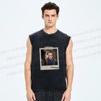 Unisex Terminator Polaroid Printed Washed Tank Top