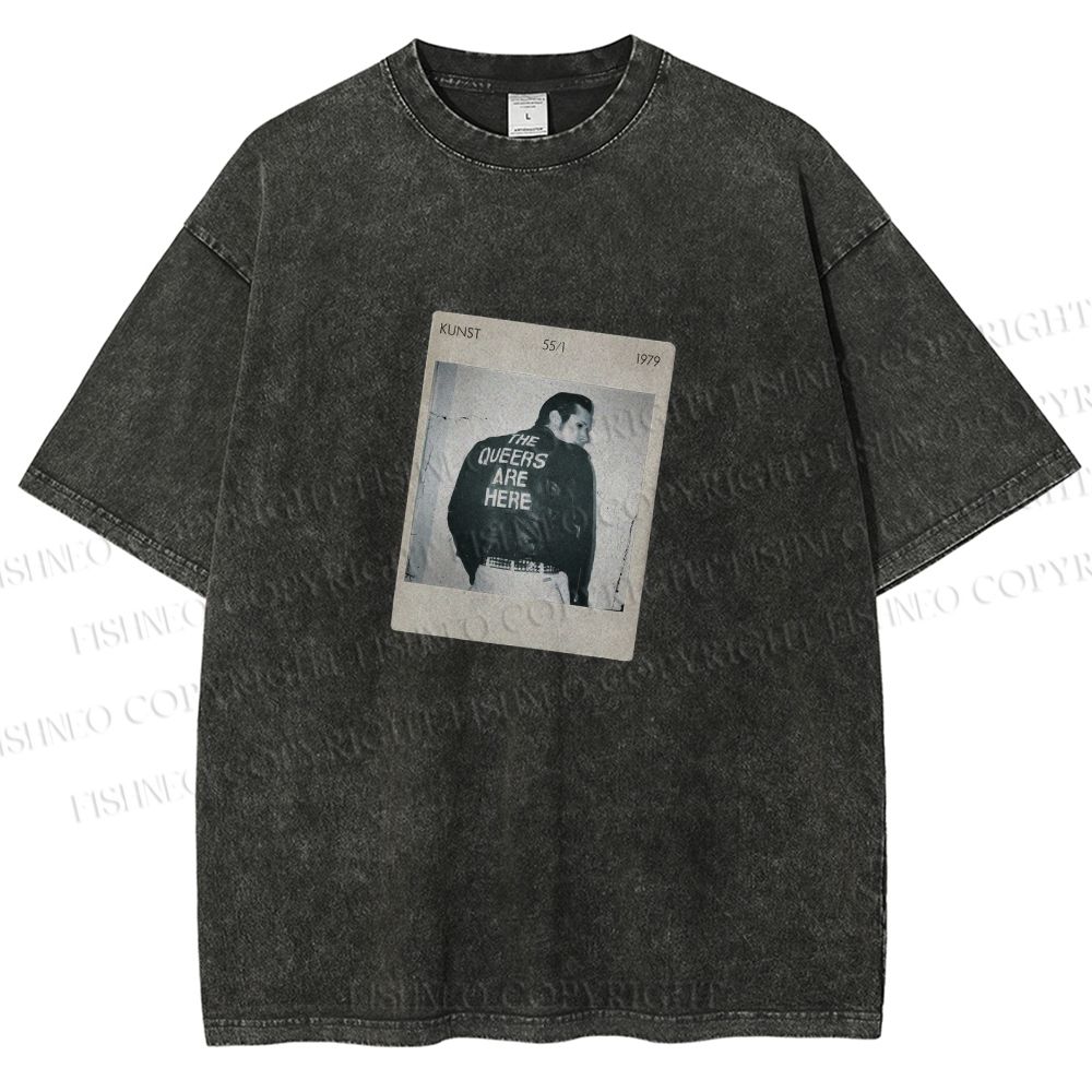 Unisex Pride Polaroid The Queers Are Here  Printed Washed Tee