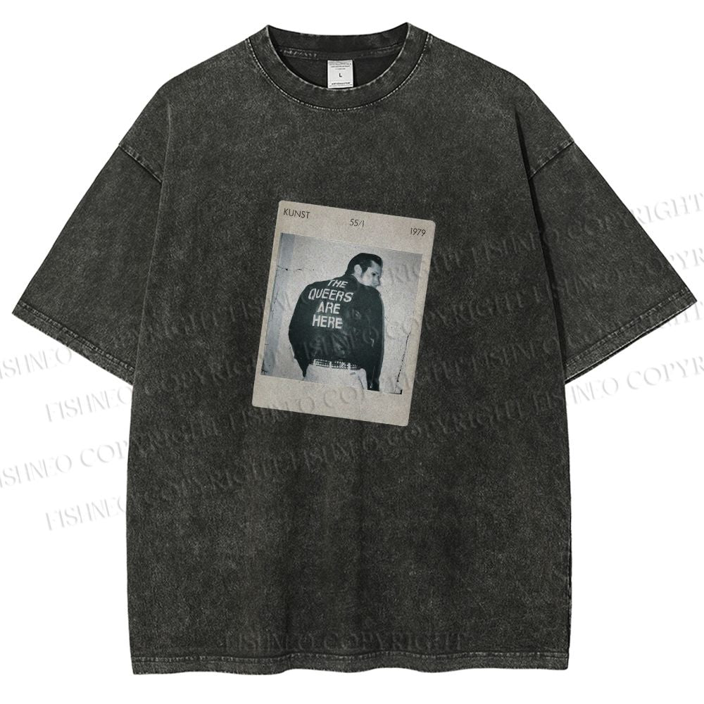 Unisex Pride Polaroid The Queers Are Here  Printed Washed Tee