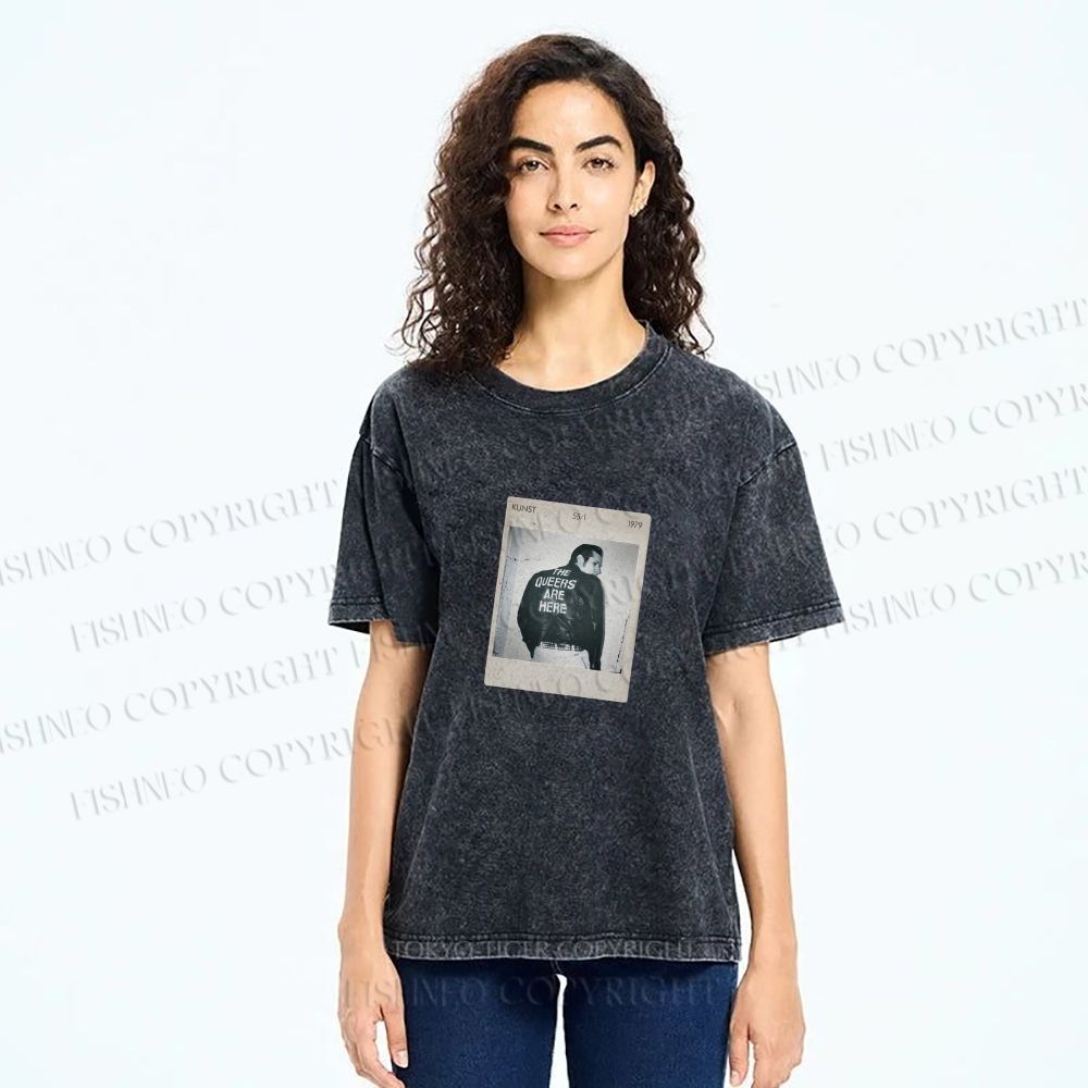 Unisex Pride Polaroid The Queers Are Here  Printed Washed Tee