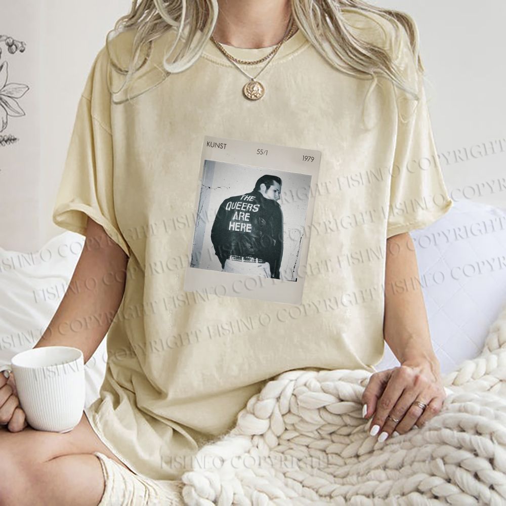Unisex Pride Polaroid The Queers Are Here  Printed Washed Tee