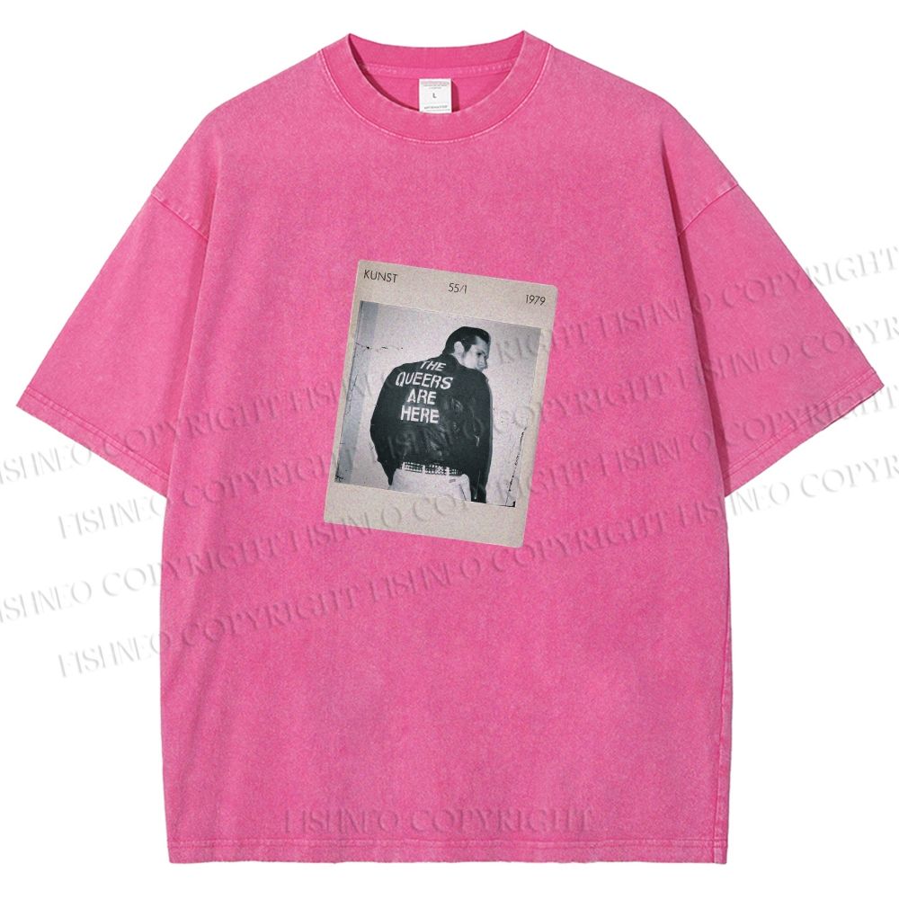 Unisex Pride Polaroid The Queers Are Here  Printed Washed Tee