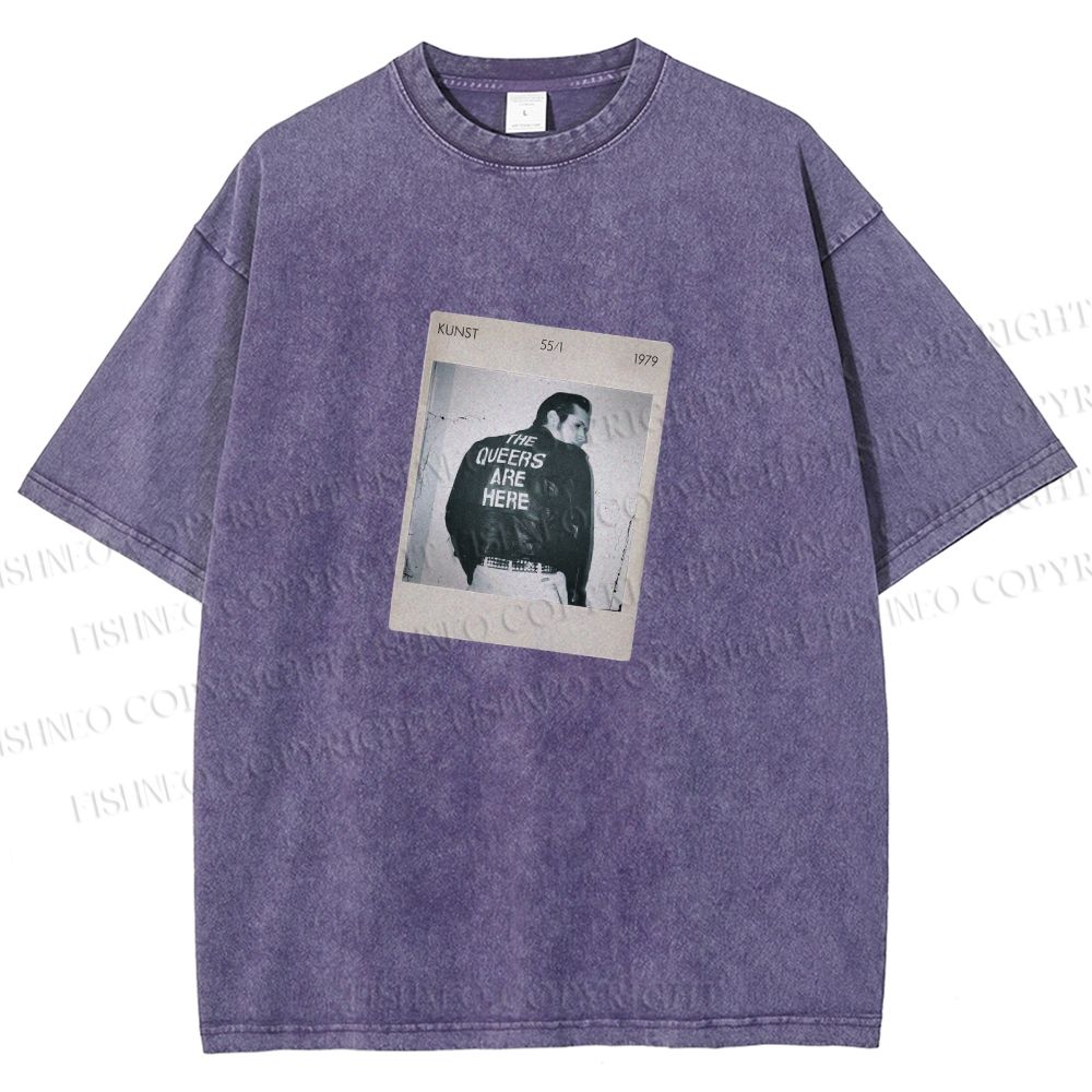 Unisex Pride Polaroid The Queers Are Here  Printed Washed Tee