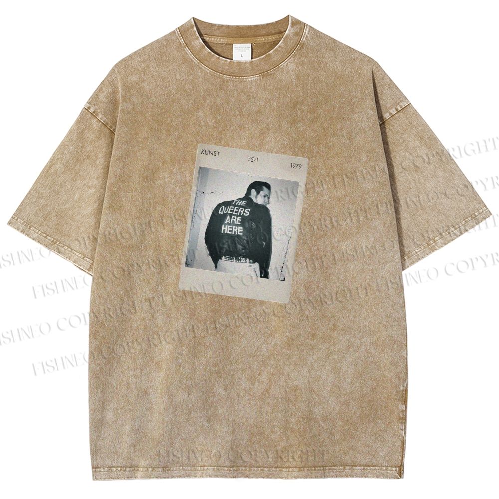 Unisex Pride Polaroid The Queers Are Here  Printed Washed Tee