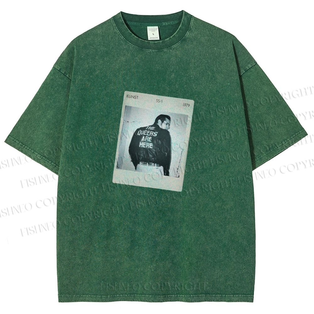 Unisex Pride Polaroid The Queers Are Here  Printed Washed Tee