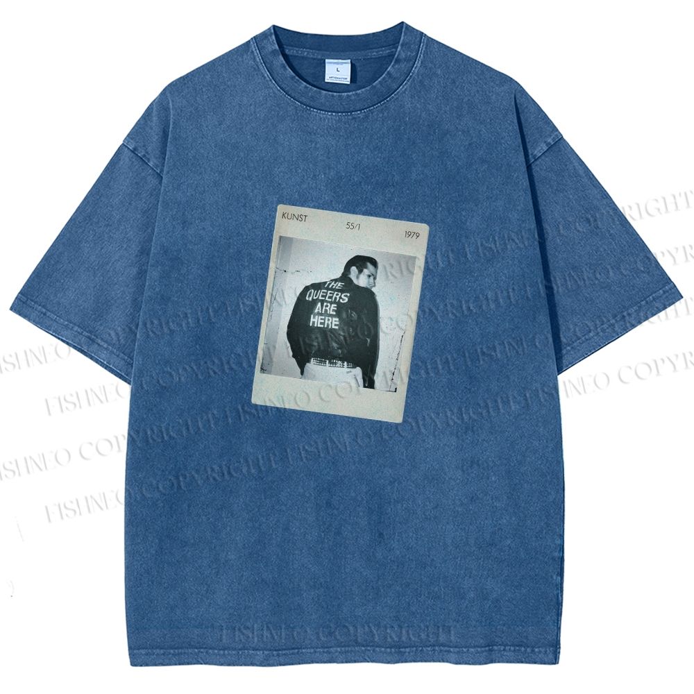 Unisex Pride Polaroid The Queers Are Here  Printed Washed Tee