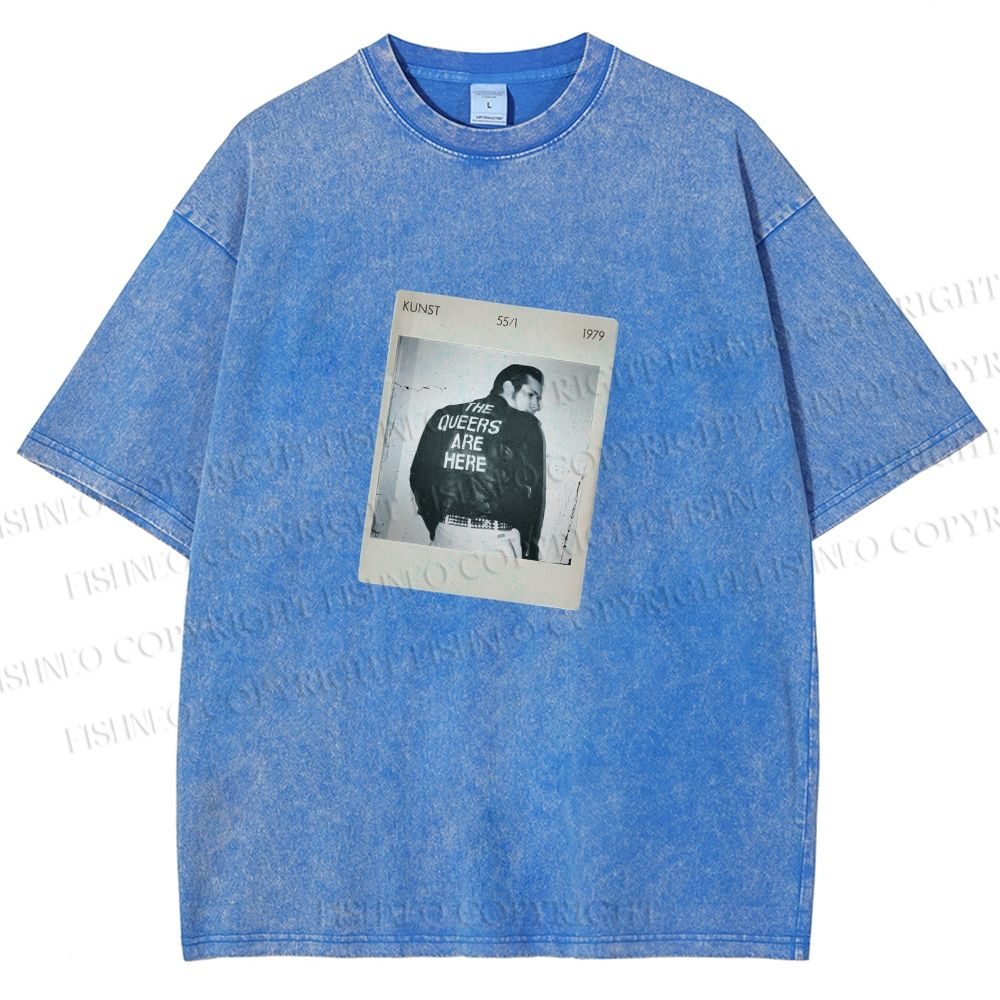 Unisex Pride Polaroid The Queers Are Here  Printed Washed Tee