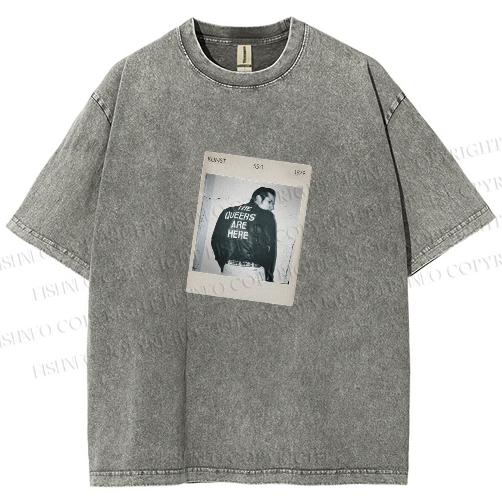 Unisex Pride Polaroid The Queers Are Here  Printed Washed Tee