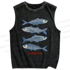 Unisex Printed Washed Tank Top