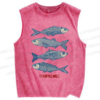 Unisex Printed Washed Tank Top