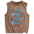Unisex Printed Washed Tank Top