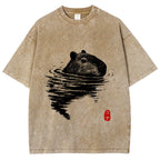 Swimming Capybara Vintage Washed T-shirt