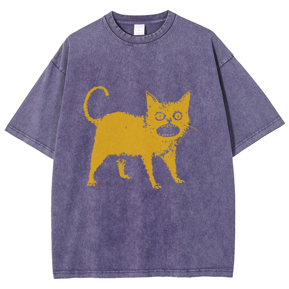 Horrible Japanese Cat Washed T-Shirt