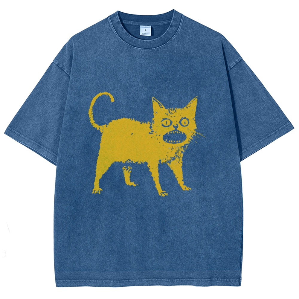 Horrible Japanese Cat Washed T-Shirt