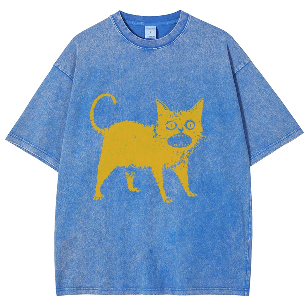 Horrible Japanese Cat Washed T-Shirt