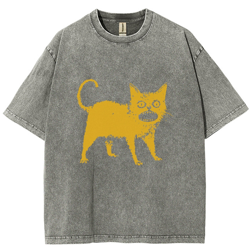 Horrible Japanese Cat Washed T-Shirt
