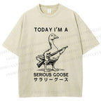 Unisex Today I am a serious goose Printed Washed Tee