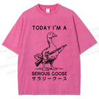 Unisex Today I am a serious goose Printed Washed Tee