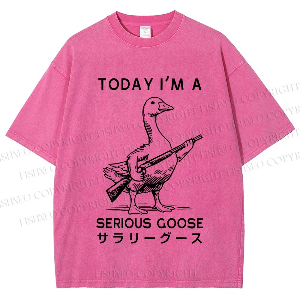 Unisex Today I am a serious goose Printed Washed Tee