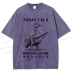 Unisex Today I am a serious goose Printed Washed Tee