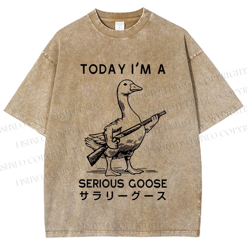 Unisex Today I am a serious goose Printed Washed Tee