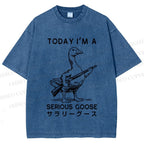 Unisex Today I am a serious goose Printed Washed Tee