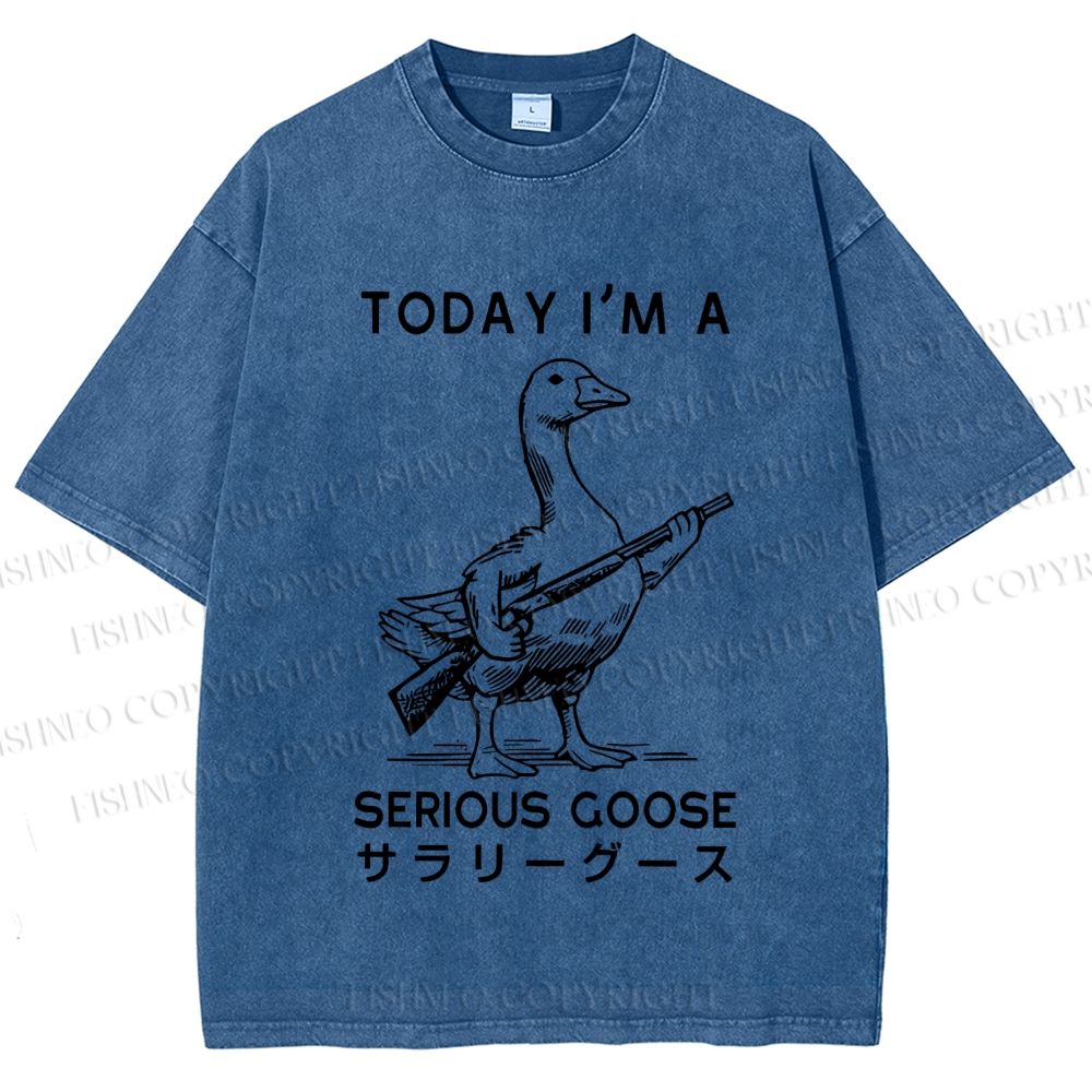Unisex Today I am a serious goose Printed Washed Tee