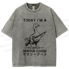 Unisex Today I am a serious goose Printed Washed Tee