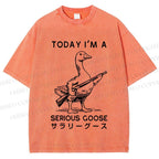 Unisex Today I am a serious goose Printed Washed Tee