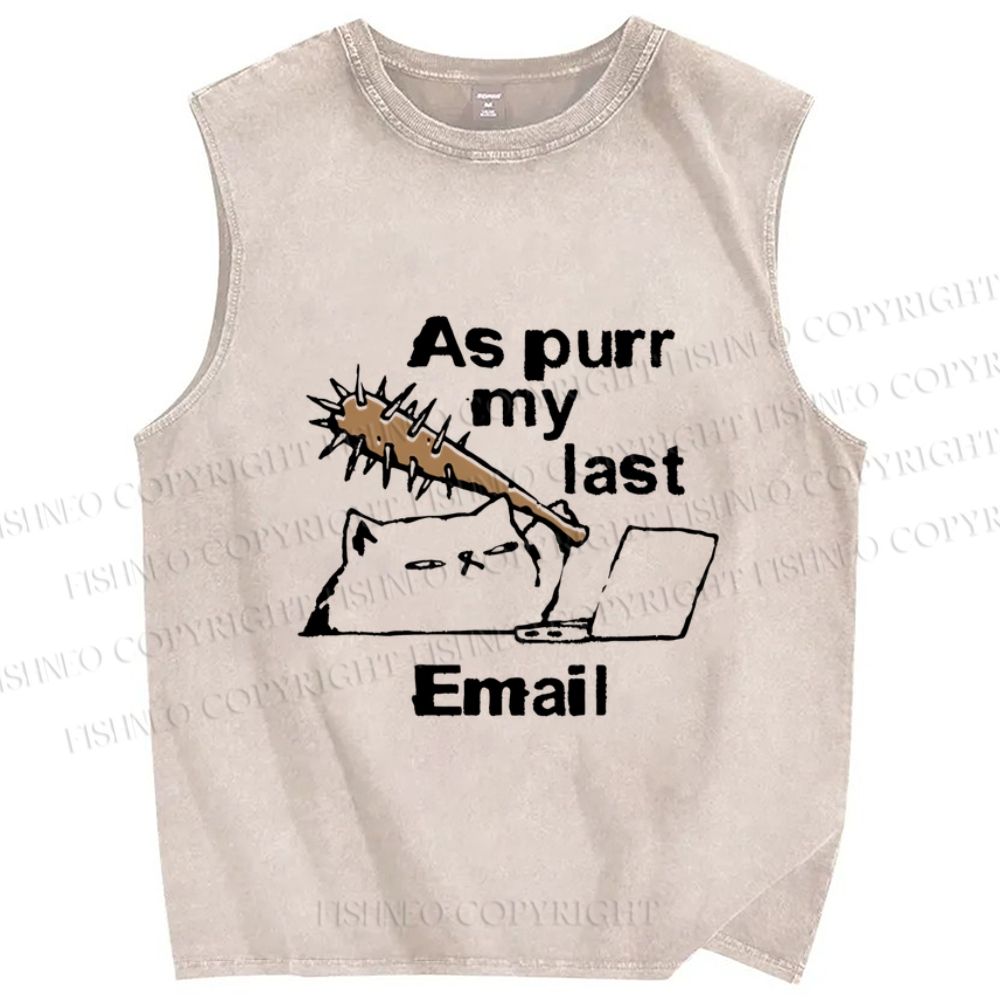 Unisex As purr my last E-mail Cat Printed Washed Tank Top