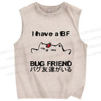 Unisex I have a bug friend Cat Printed Washed Tank Top