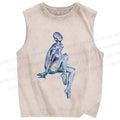 Unisex Hajime Sorayama Printed Washed Tank Top