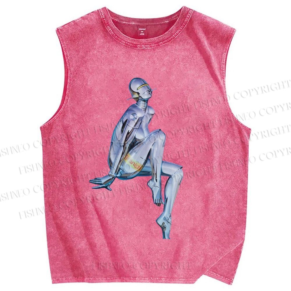 Unisex Hajime Sorayama Printed Washed Tank Top