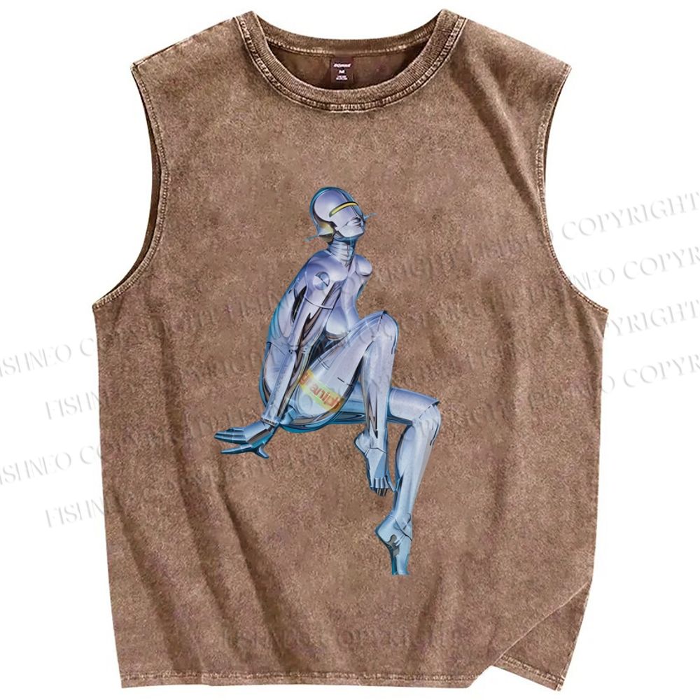 Unisex Hajime Sorayama Printed Washed Tank Top