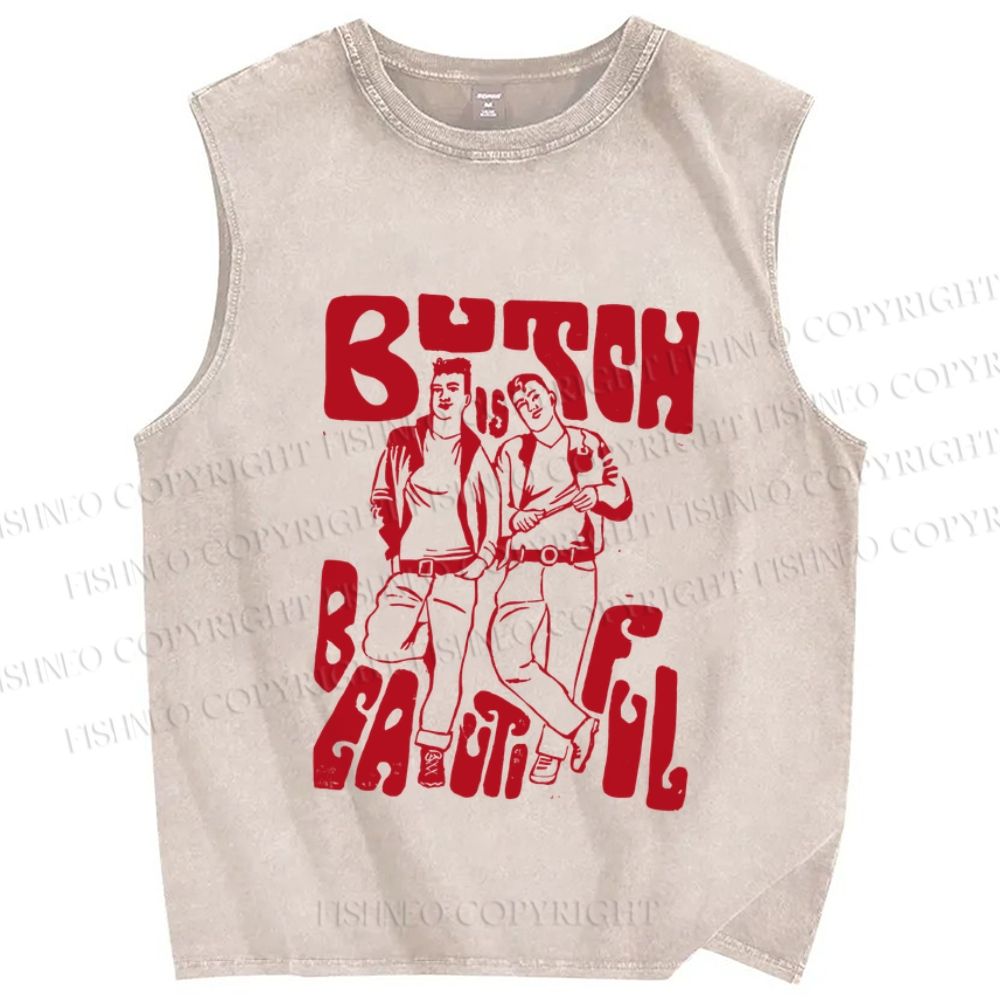 Unisex Pride Butch Is Beautiful Printed Washed Tank Top