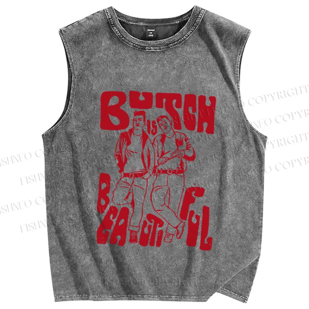 Unisex Pride Butch Is Beautiful Printed Washed Tank Top