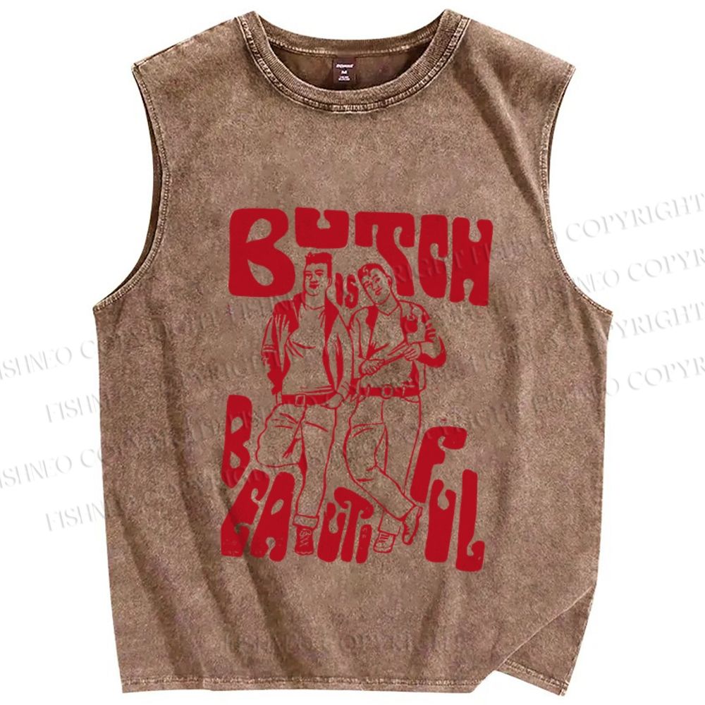 Unisex Pride Butch Is Beautiful Printed Washed Tank Top