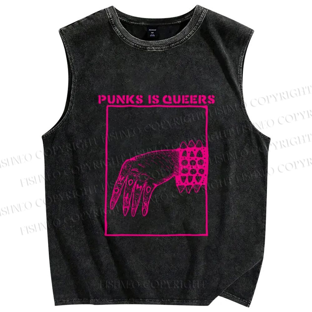 Unisex Pride Homo Punks Is Queers Printed Washed Tank Top