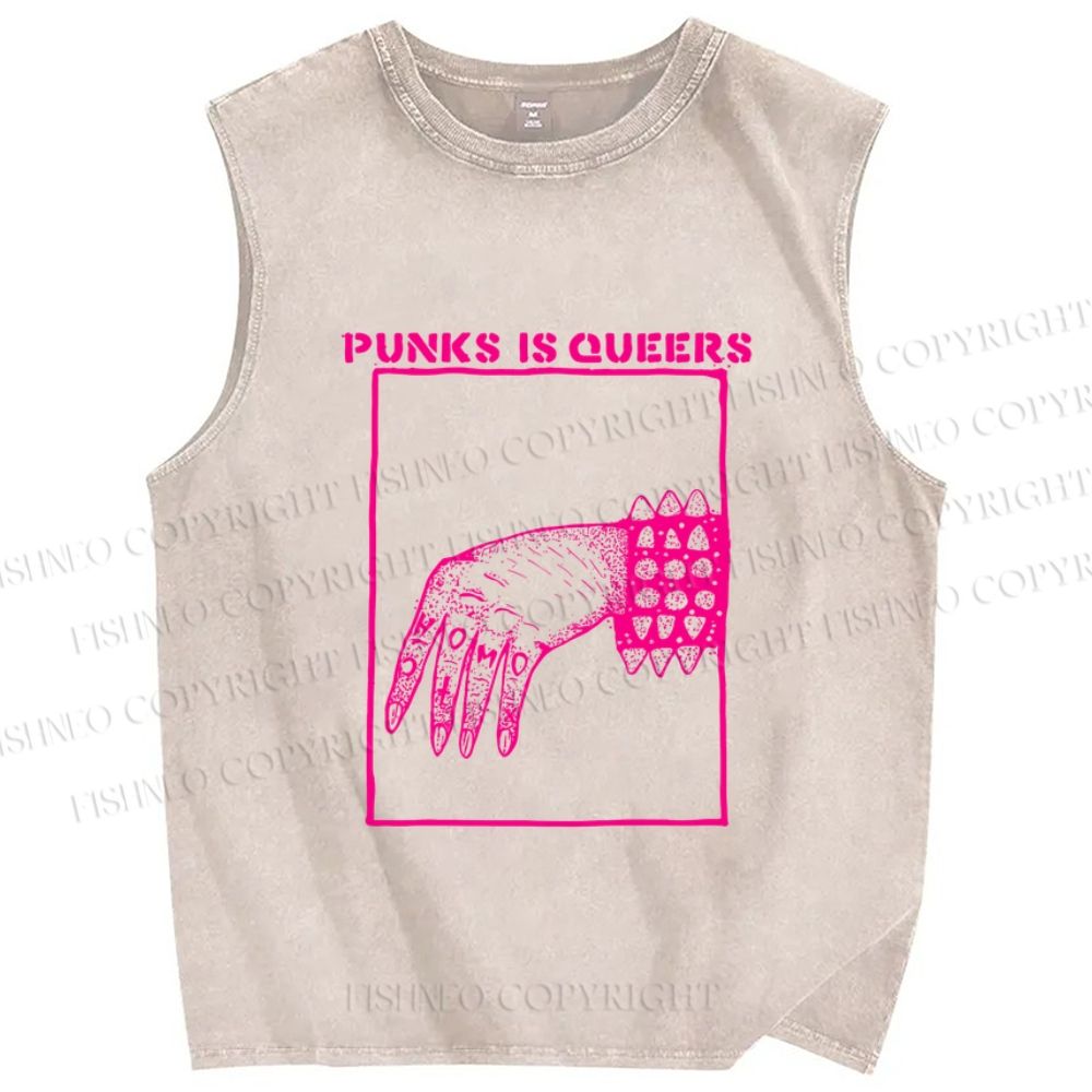 Unisex Pride Homo Punks Is Queers Printed Washed Tank Top
