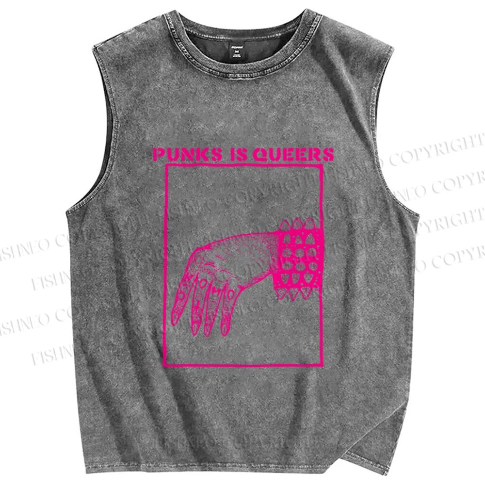Unisex Pride Homo Punks Is Queers Printed Washed Tank Top