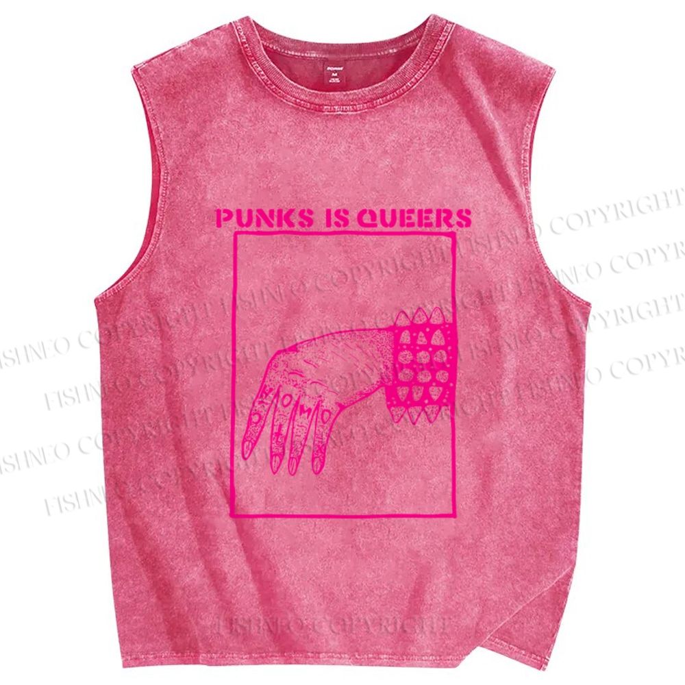 Unisex Pride Homo Punks Is Queers Printed Washed Tank Top