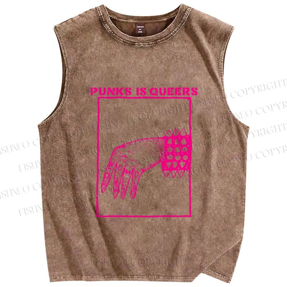Unisex Pride Homo Punks Is Queers Printed Washed Tank Top