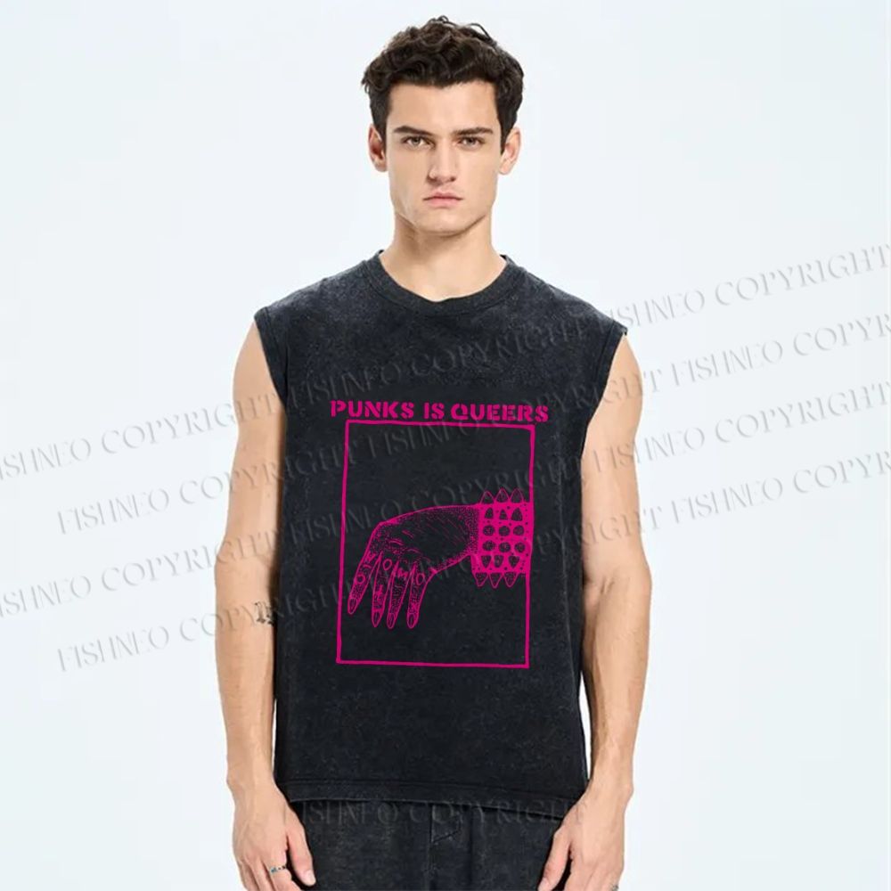 Unisex Pride Homo Punks Is Queers Printed Washed Tank Top