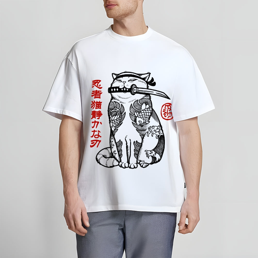 Japanese Cat Samurai Men's Classic Cotton T-Shirt
