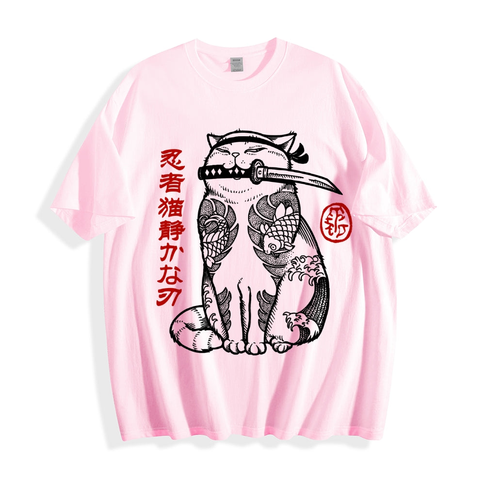 Japanese Cat Samurai Men's Classic Cotton T-Shirt