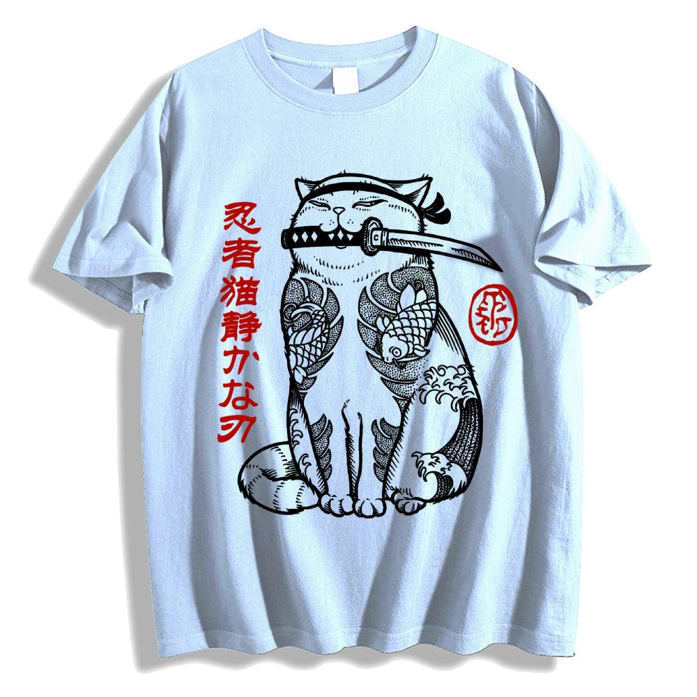Japanese Cat Samurai Men's Classic Cotton T-Shirt